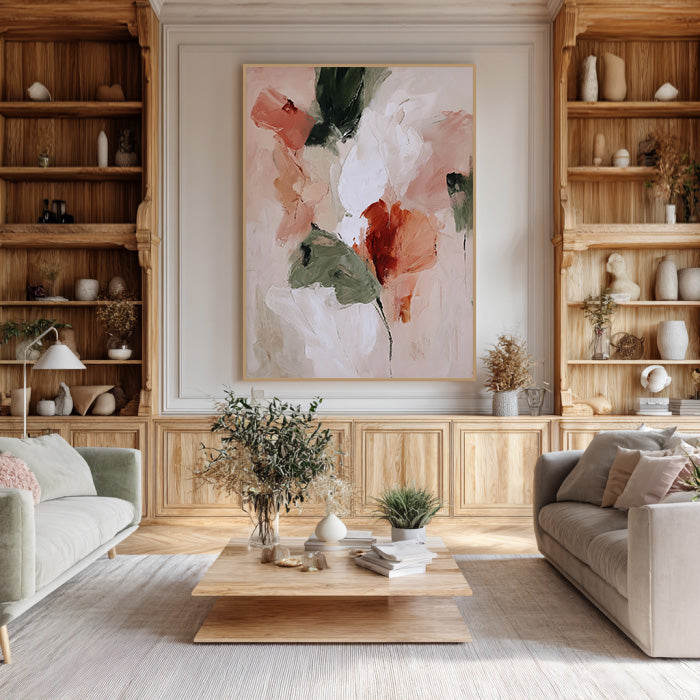 Whispers of Petals - Modern Impasto Abstract Floral Oil Painting