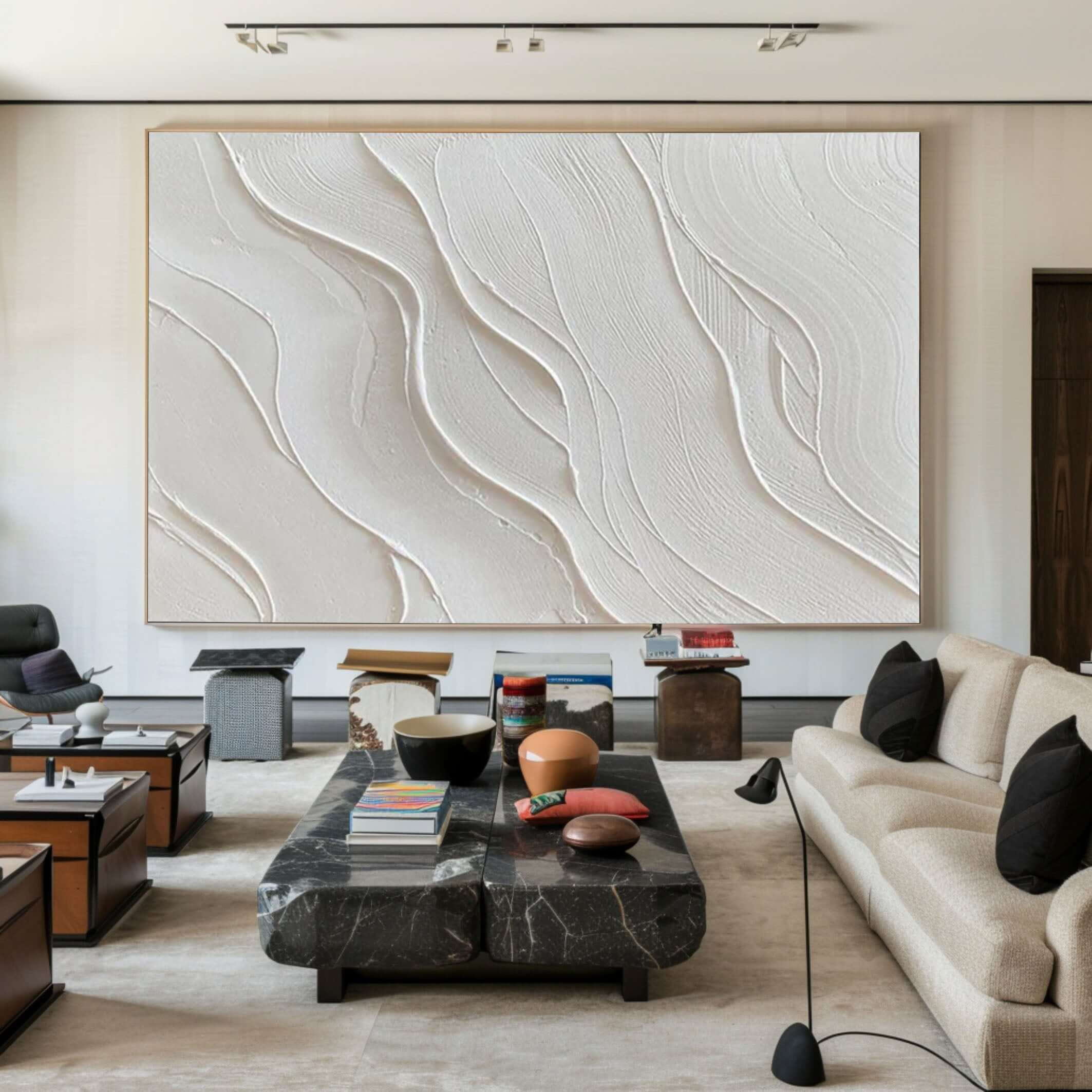 Surface Flow - Minimalist Textured White Wall Art