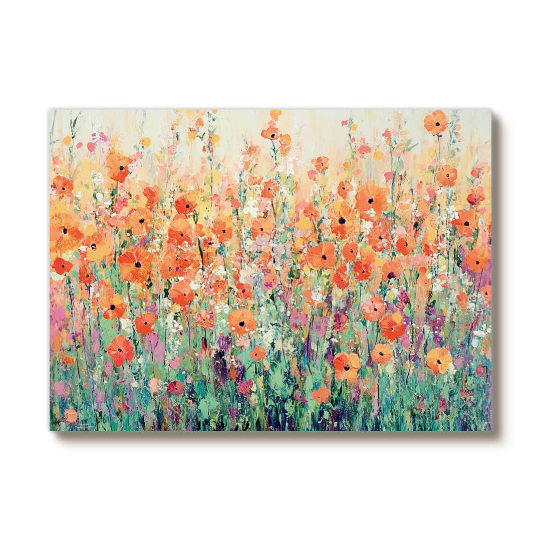 Solstice Sparks - Large Hand Painted Colorful Floral Canvas Art
