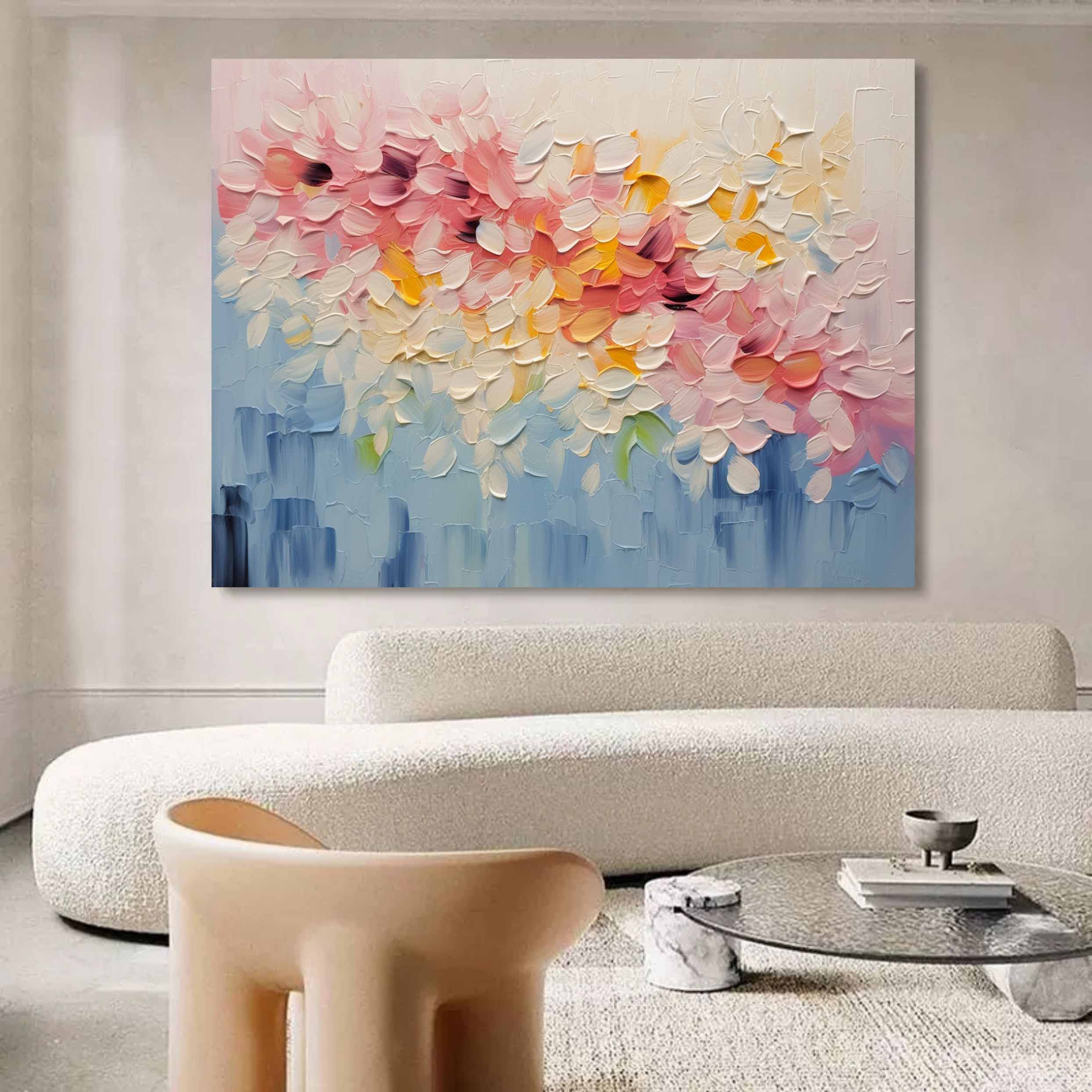 Bloom Cascade - Colorful Textured Abstract Floral Art