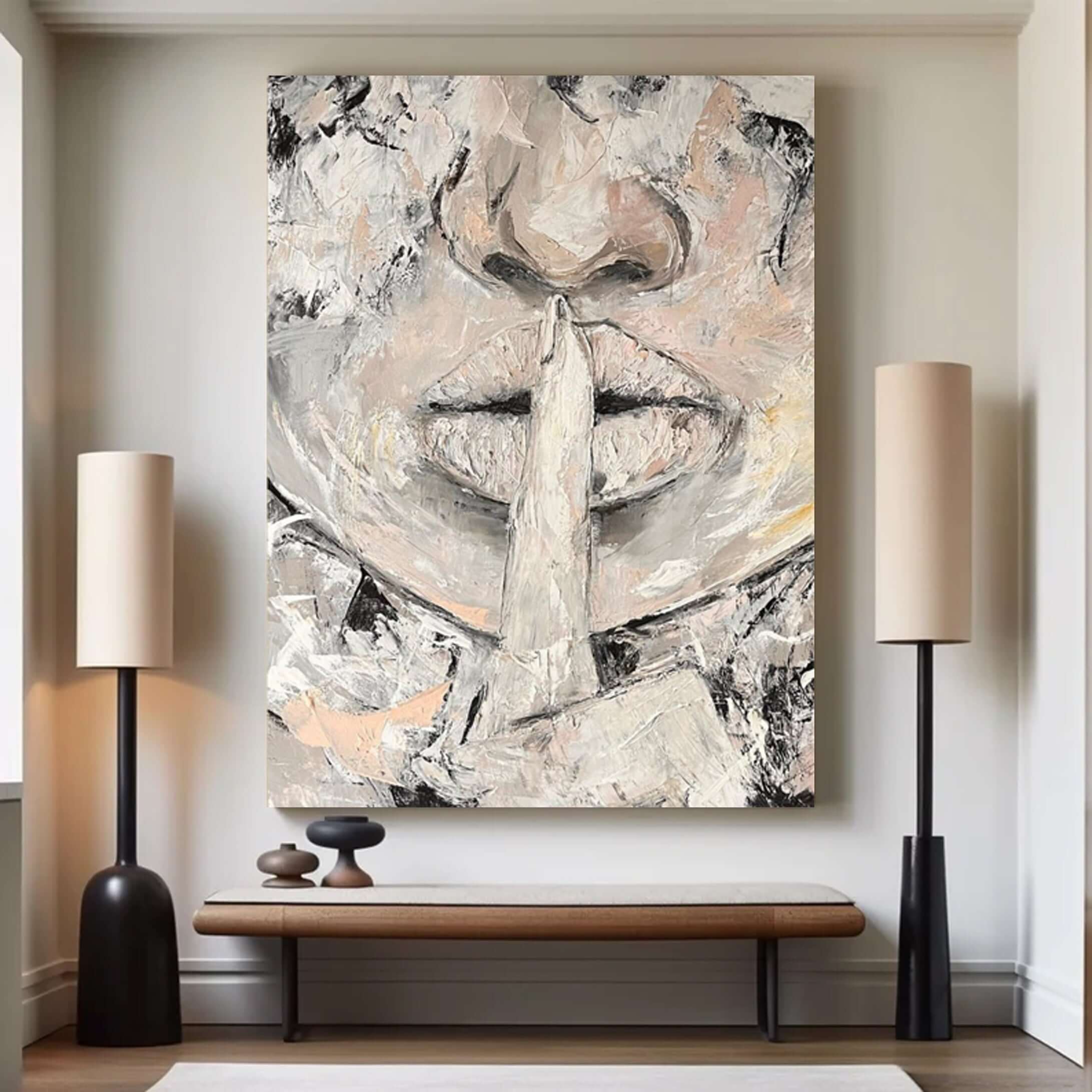 The Unspoken - Textured Abstract Figurative Painting