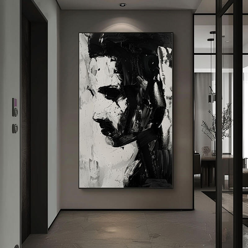 Face I - Black and White Abstract Wall Art Painting