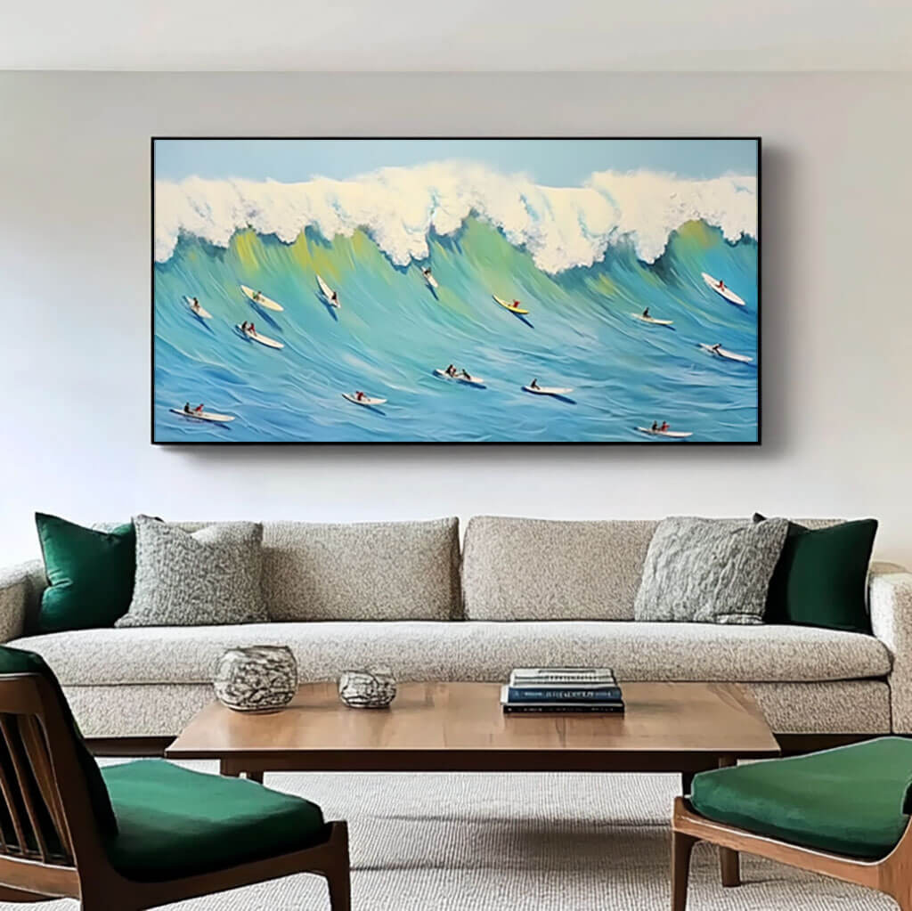 Surfing II - Textured Panoramic Wall Art Painting