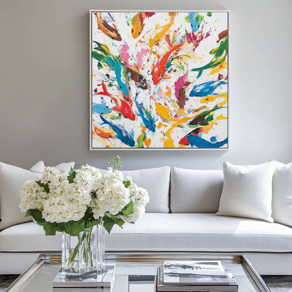 Underwater Rainbow - Colorful Abstract Canvas Art Painting