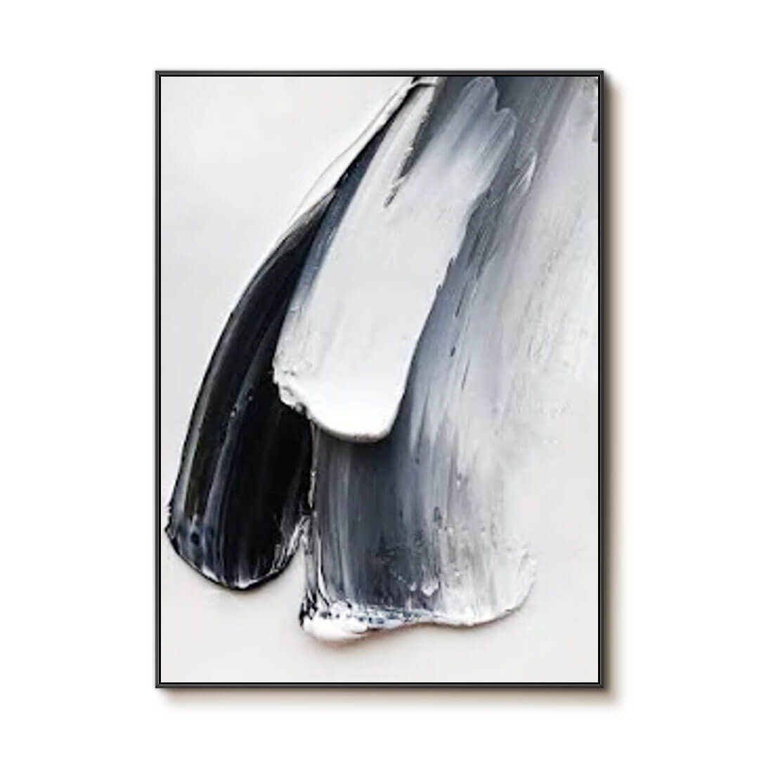Following I - Black and White Abstract Wall Art