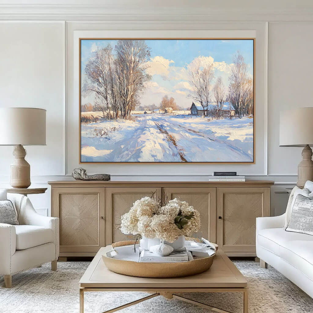 Snow Covered Road - Snowscape Wall Art Painting