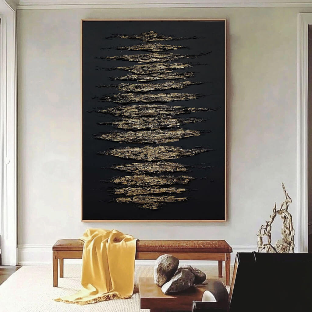 Golden Fissure I - Modern Abstract Wall Art Painting