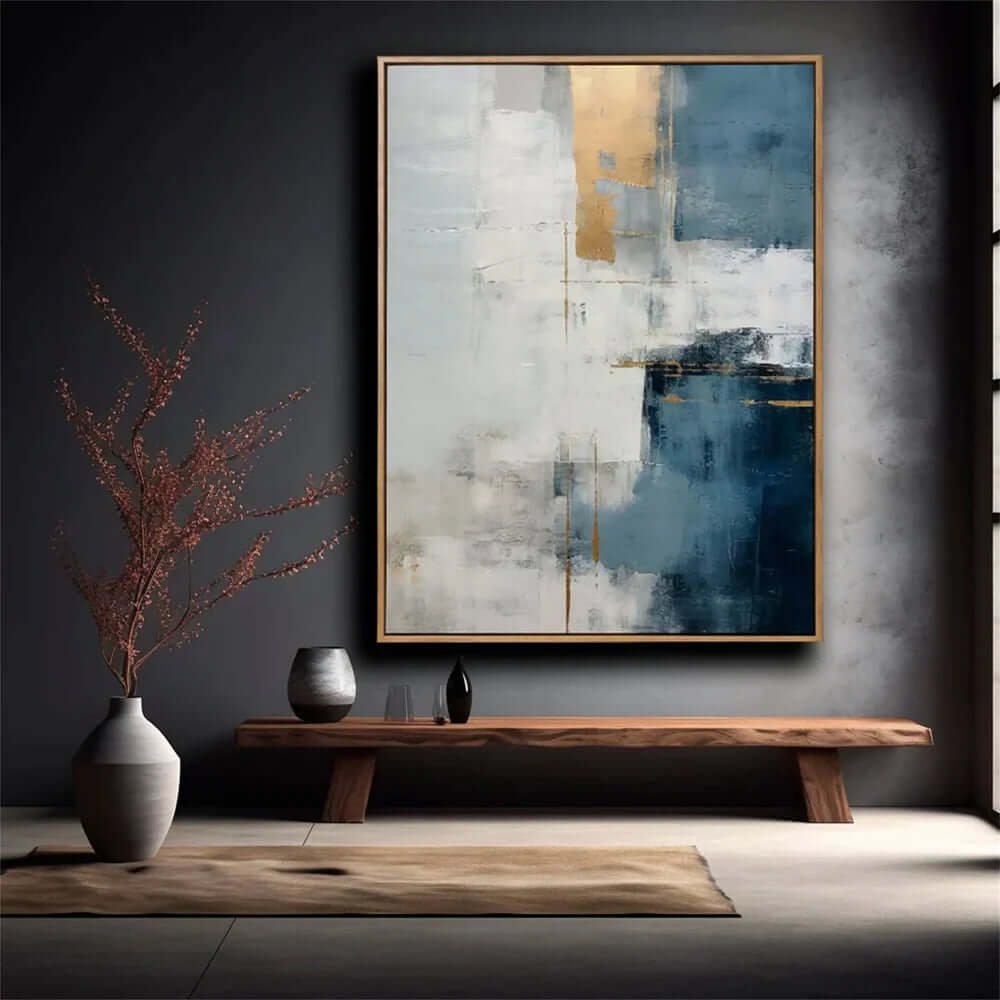 Blue Division - Modern Blue and Gold Abstract Canvas Art