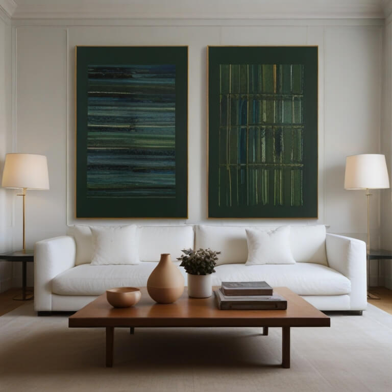 Light and Shadow - Green Texture Abstract Wall Art Set of 2