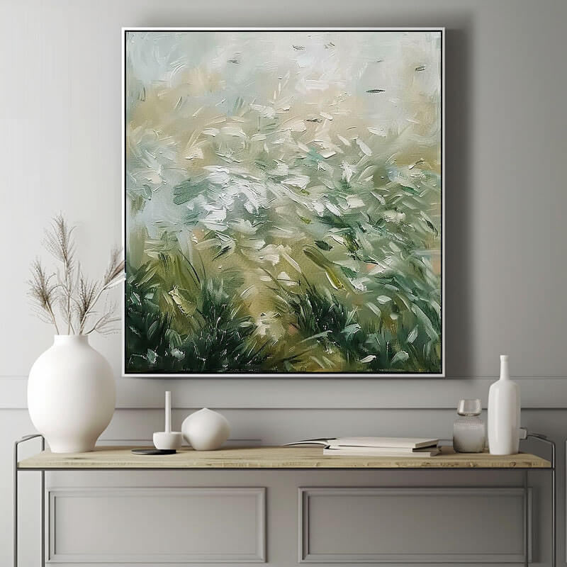 Catching The Wind - Green Abstract Wall Art Painting
