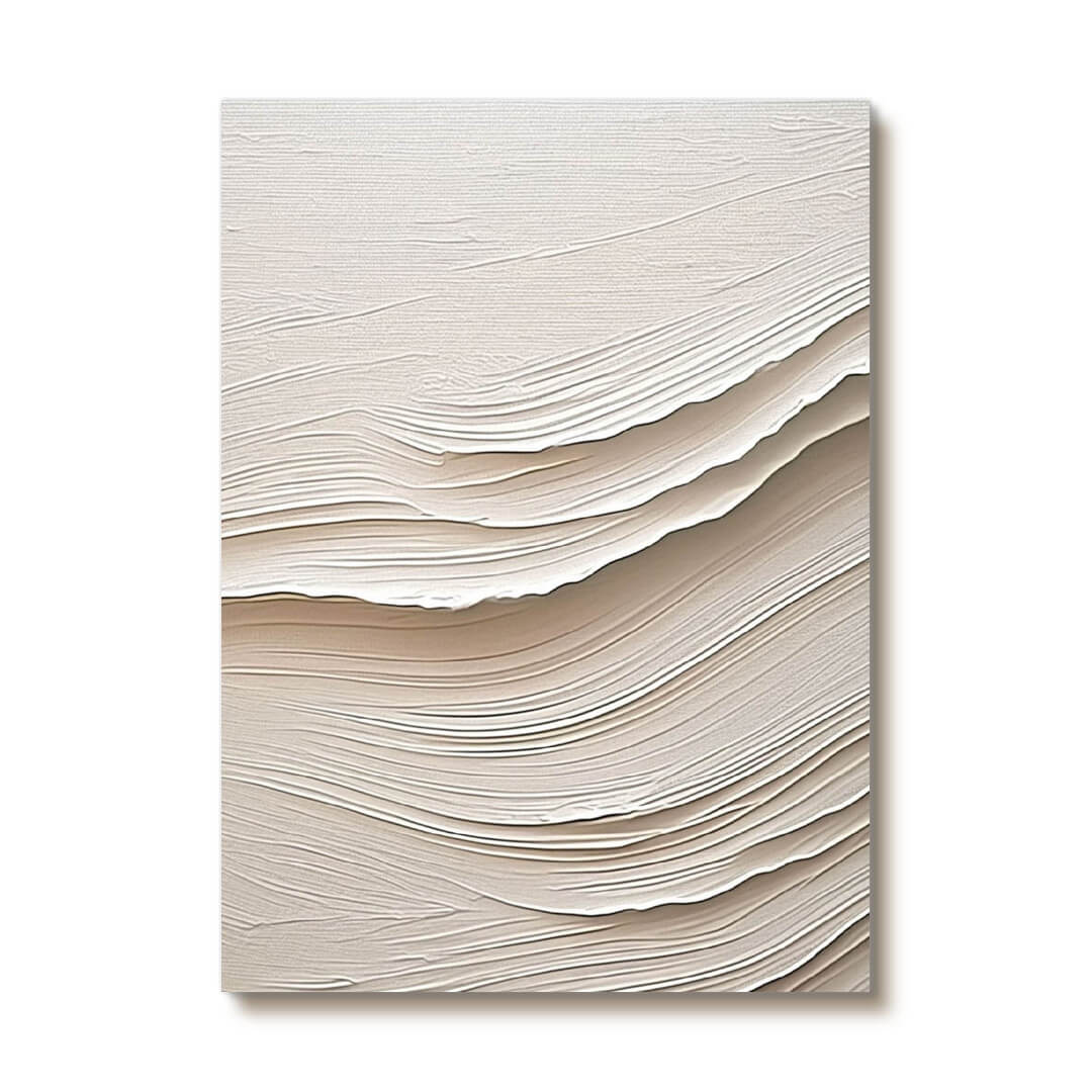 Sand Surge - Minimalist Beige Textured Canvas Art