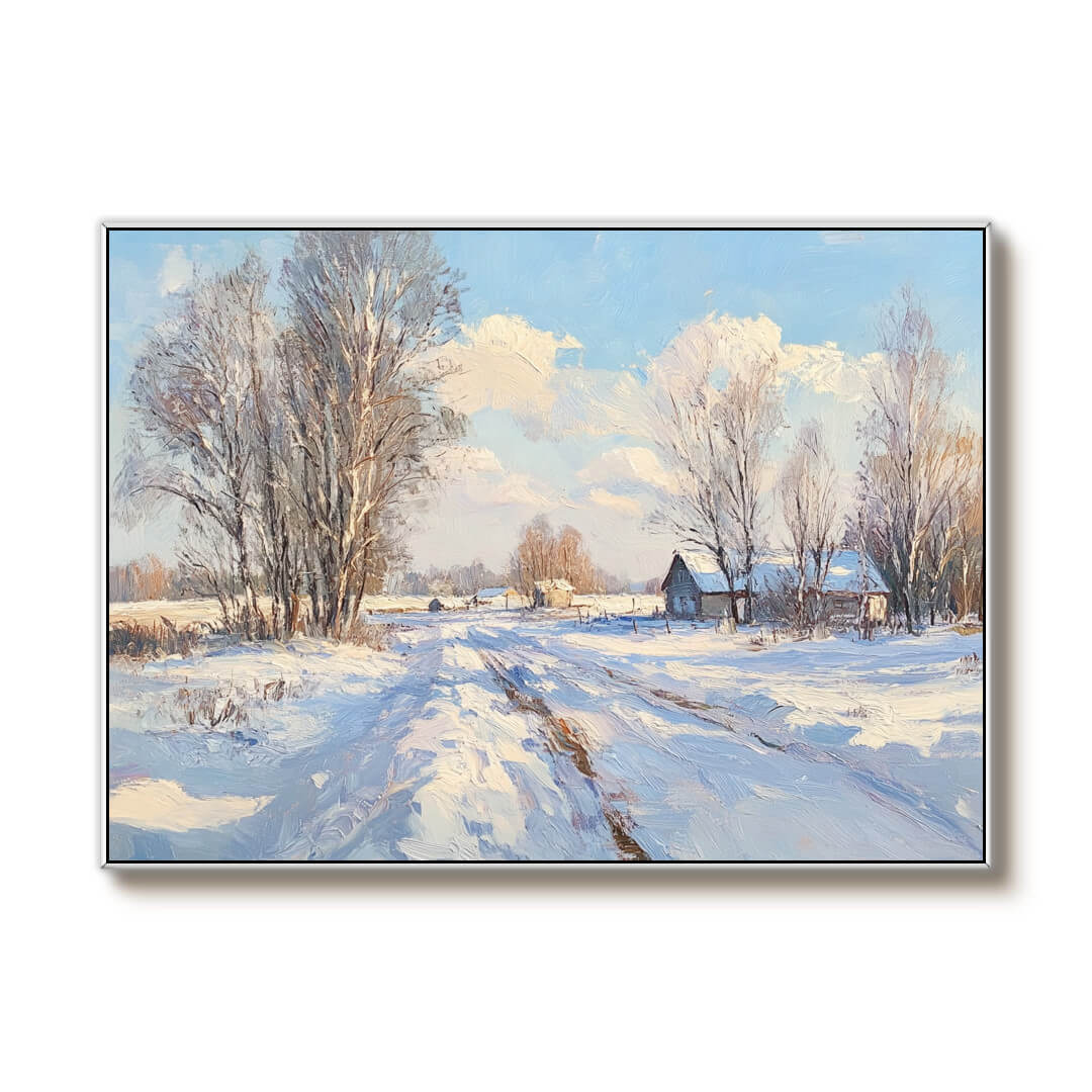 Snow Covered Road - Snowscape Wall Art Painting