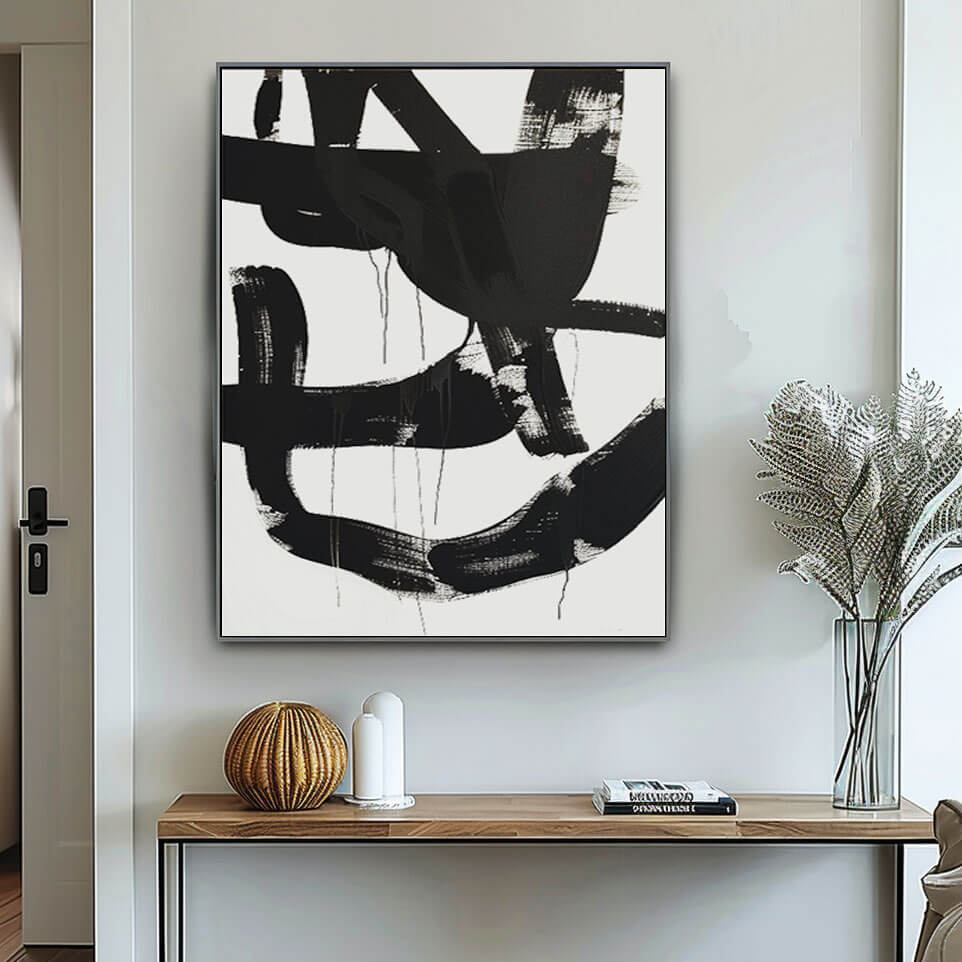 Graphical Lines - Black and White Abstract Wall Art
