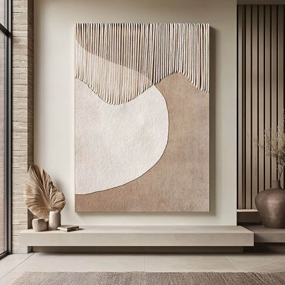 Progression - Beige Textured Minimalist Canvas Art