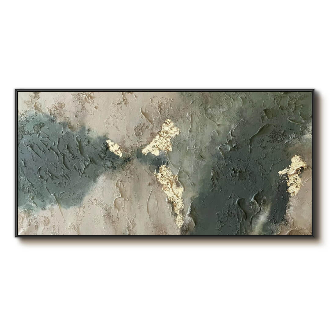 Worn Riches - Hand-Painted Abstract Canvas with Gold Texture