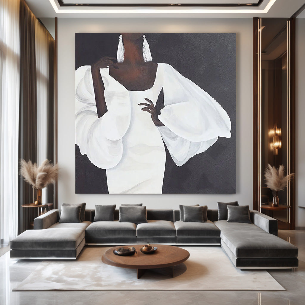 Bride in the Evening - Black And White Minimalist Abstract Wall Art