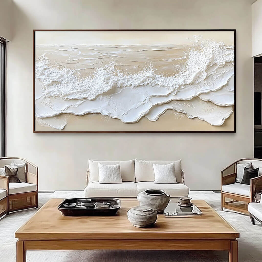 Coastal Wave - Plaster Textured Canvas Art Painting