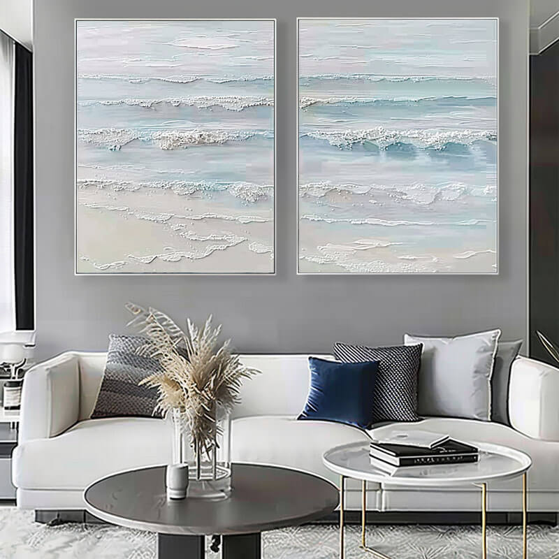 Sea Swell I - Abstract Plaster Wall Art Set of 2