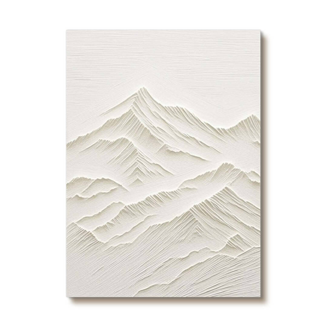 Mute Summits - Minimalist White Textured Mountain Wall Art