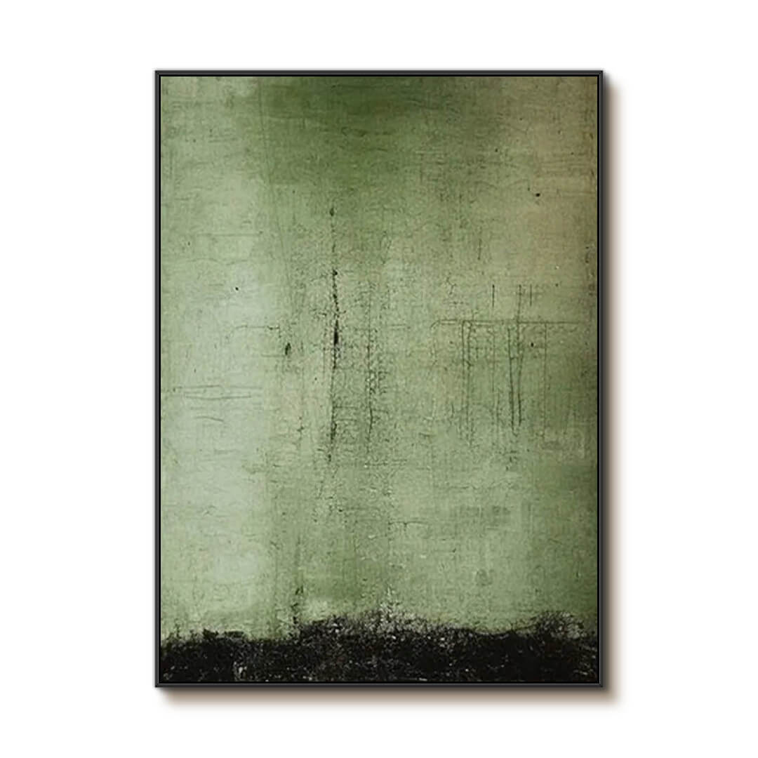 Faint Realm of Green - Minimalist Green Abstract Wall Art