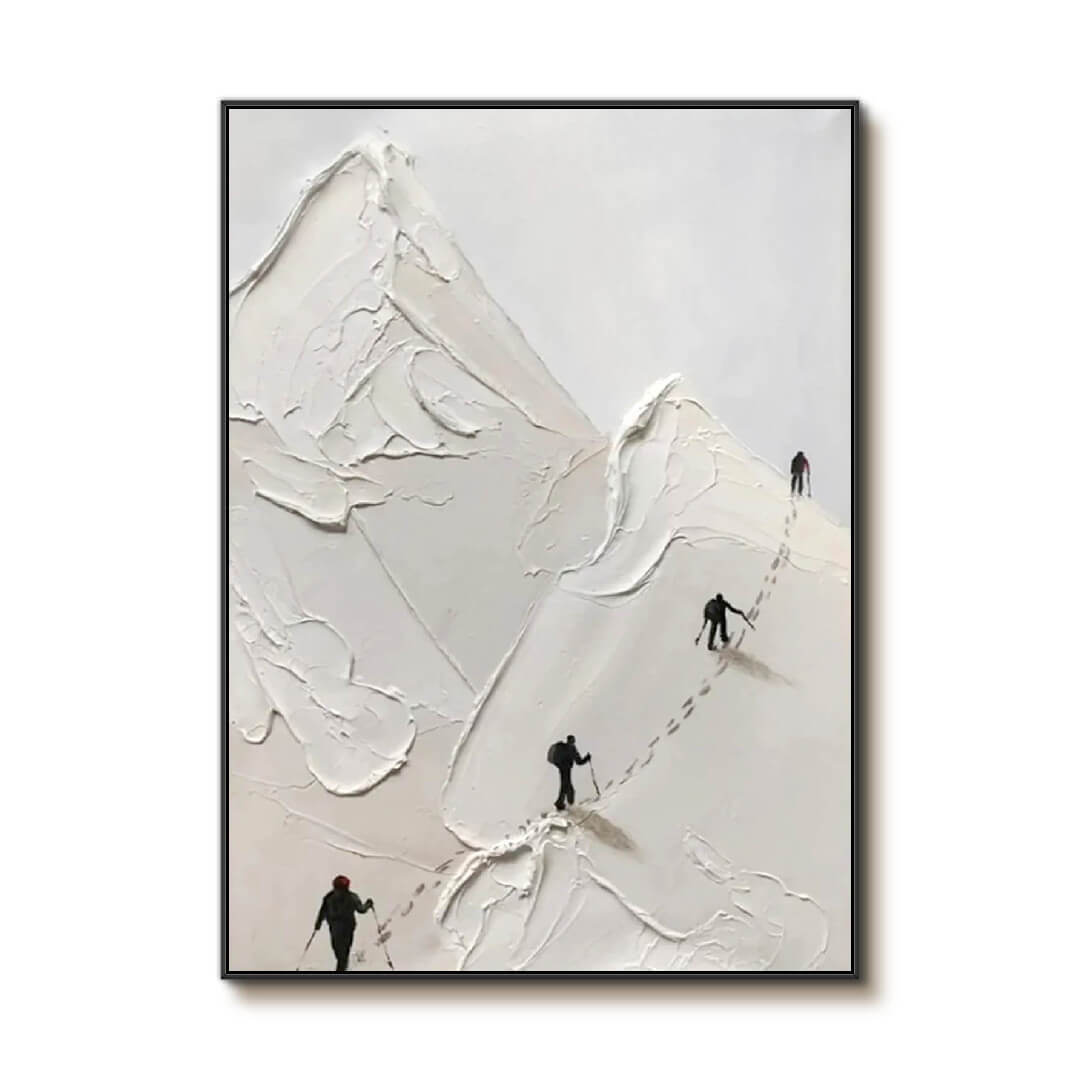 Climb Beyond - Abstract White Snowy Peak Painting