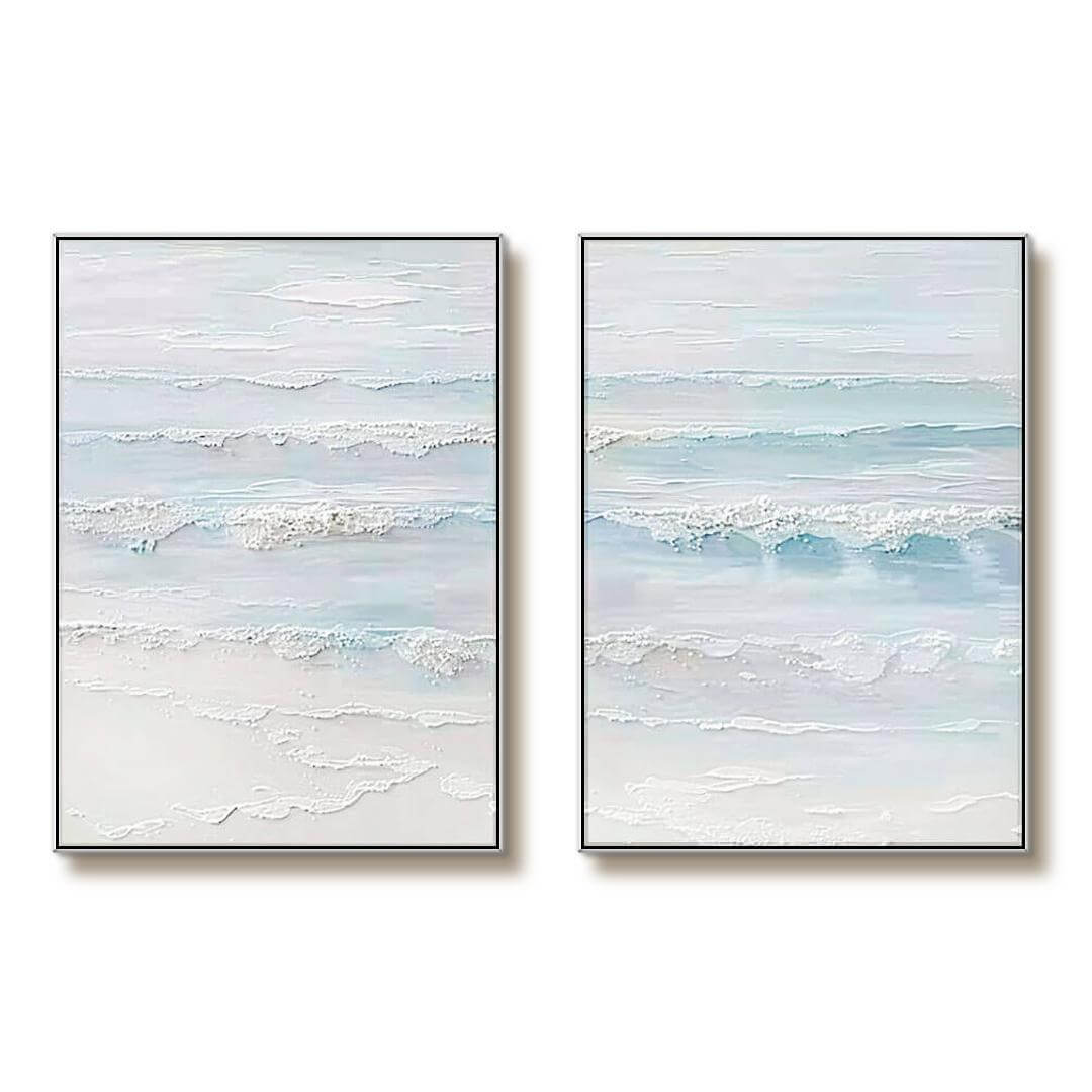 Sea Swell I - Abstract Plaster Wall Art Set of 2