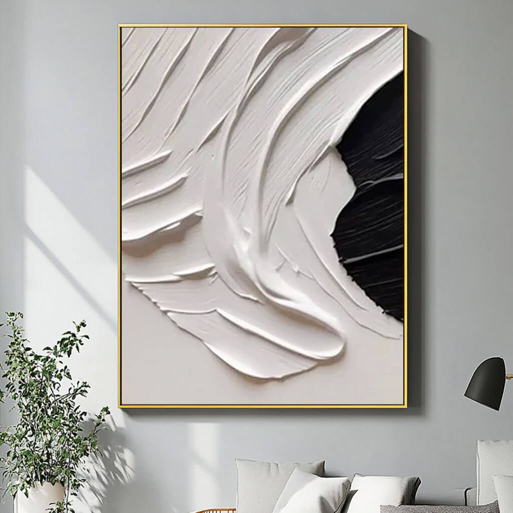 Diffuse I - Black and White Abstract Canvas Art Painting
