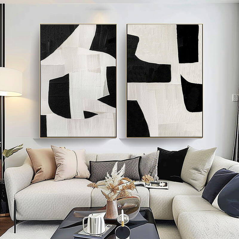 Fragmented Harmony I - Modern Abstract Wall Art Set of 2