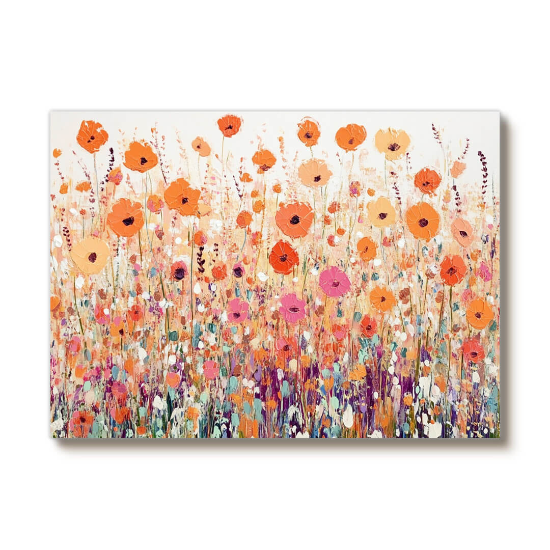 Eternal Bloom - Large Modern Hand Painted Colorful Floral Wall Art