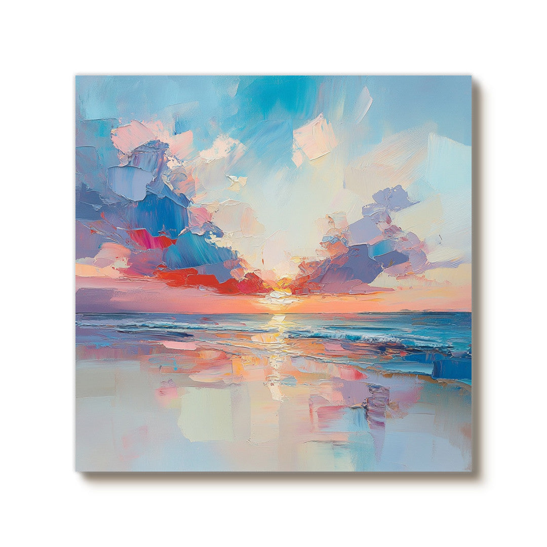 Sunset Kiss - Modern Impasto Abstract Sunset Seascape Wall Art