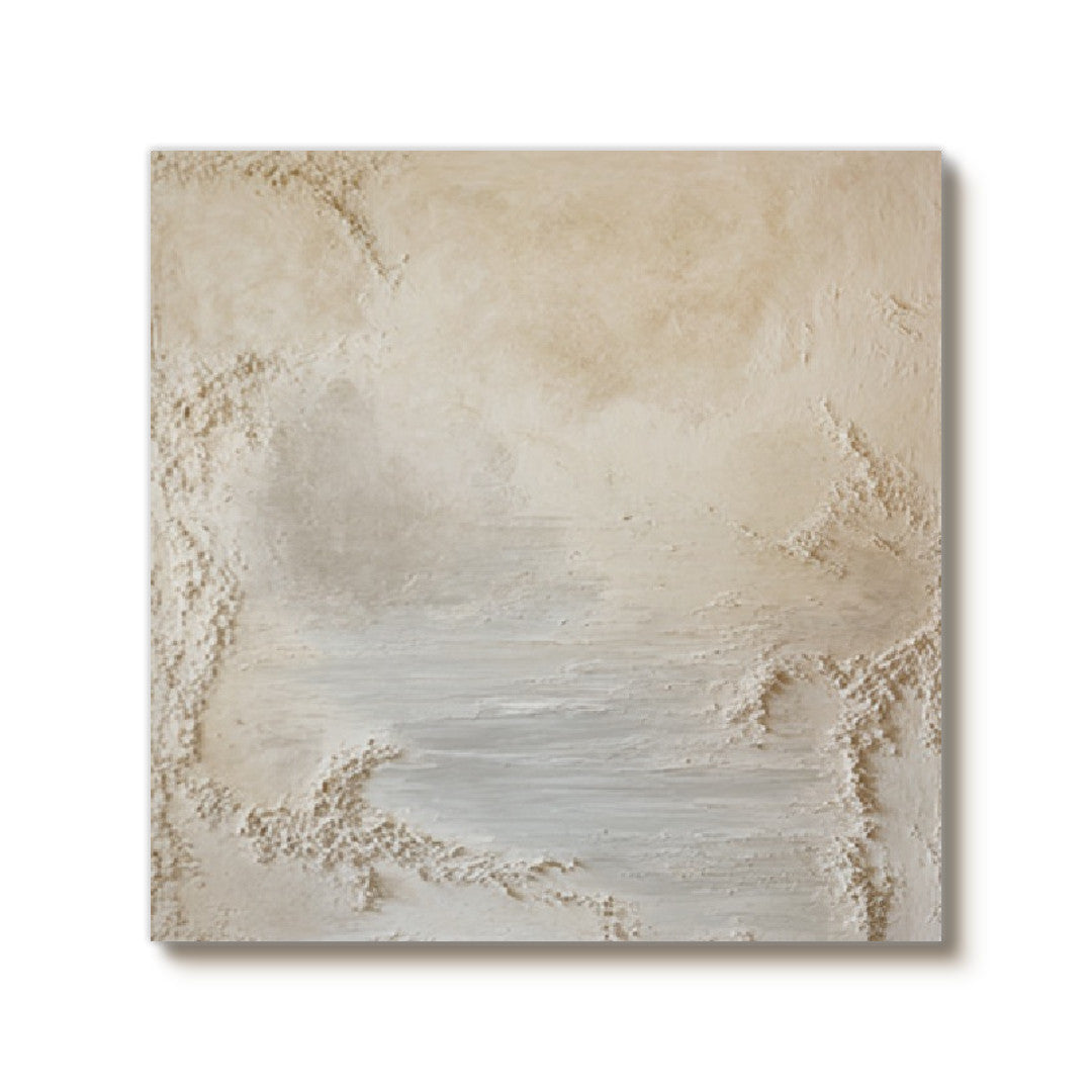Cream and Caramel - Hand Painted Cream Texture Abstract Wall Art
