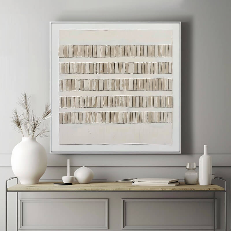 Structured Harmony - Beige and Brown Wabi Sabi Wall Art