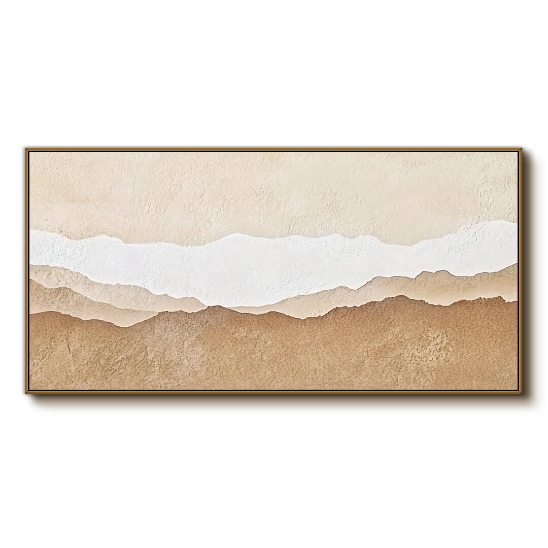 Wondrous Place - Beige Abstract Panoramic Wall Art Painting