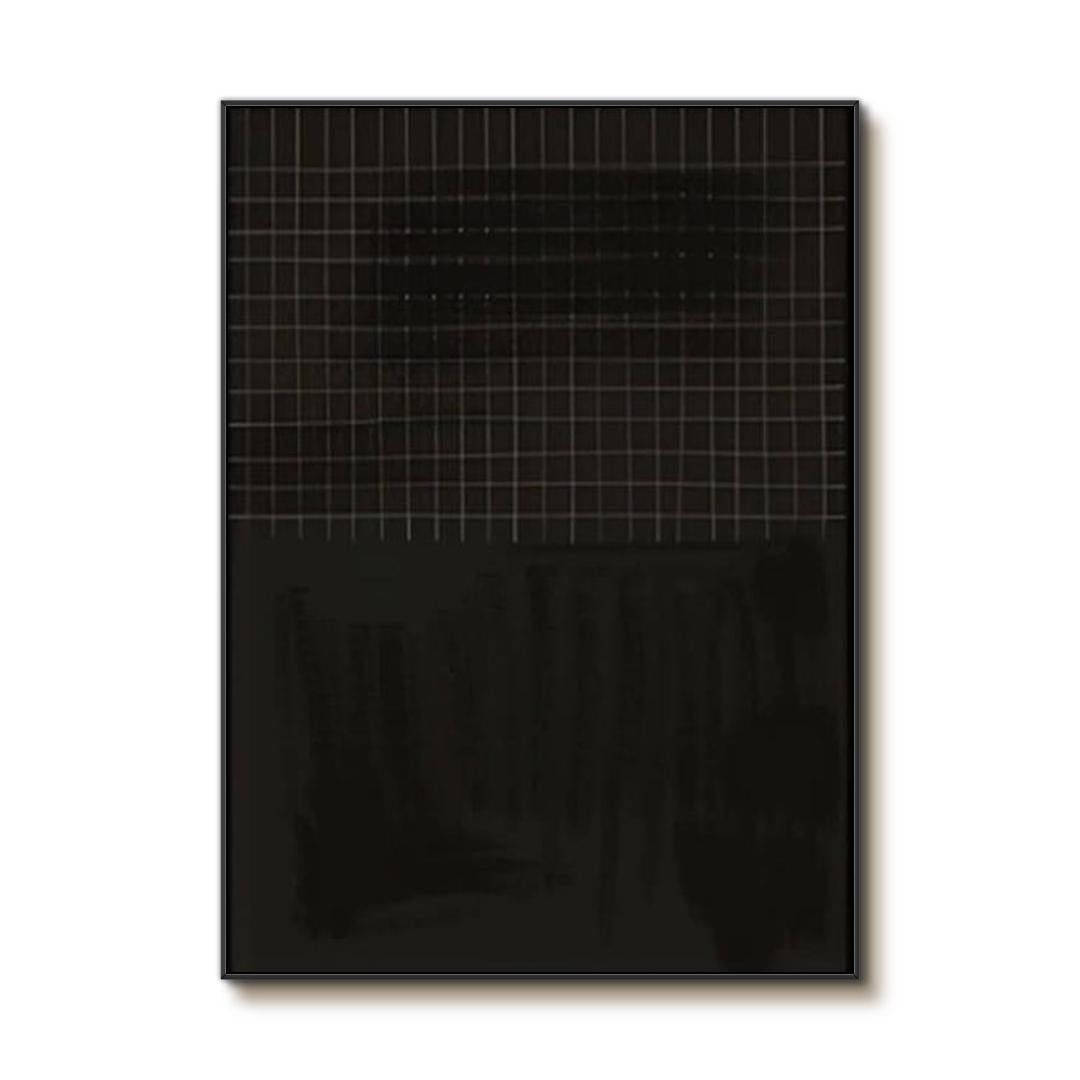 The Gridded Void - Black Large Minimalist Wall Art Painting