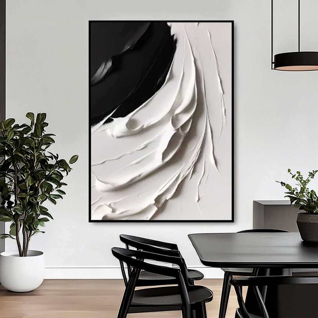 Diffuse - Black and White Abstract Canvas Art Painting