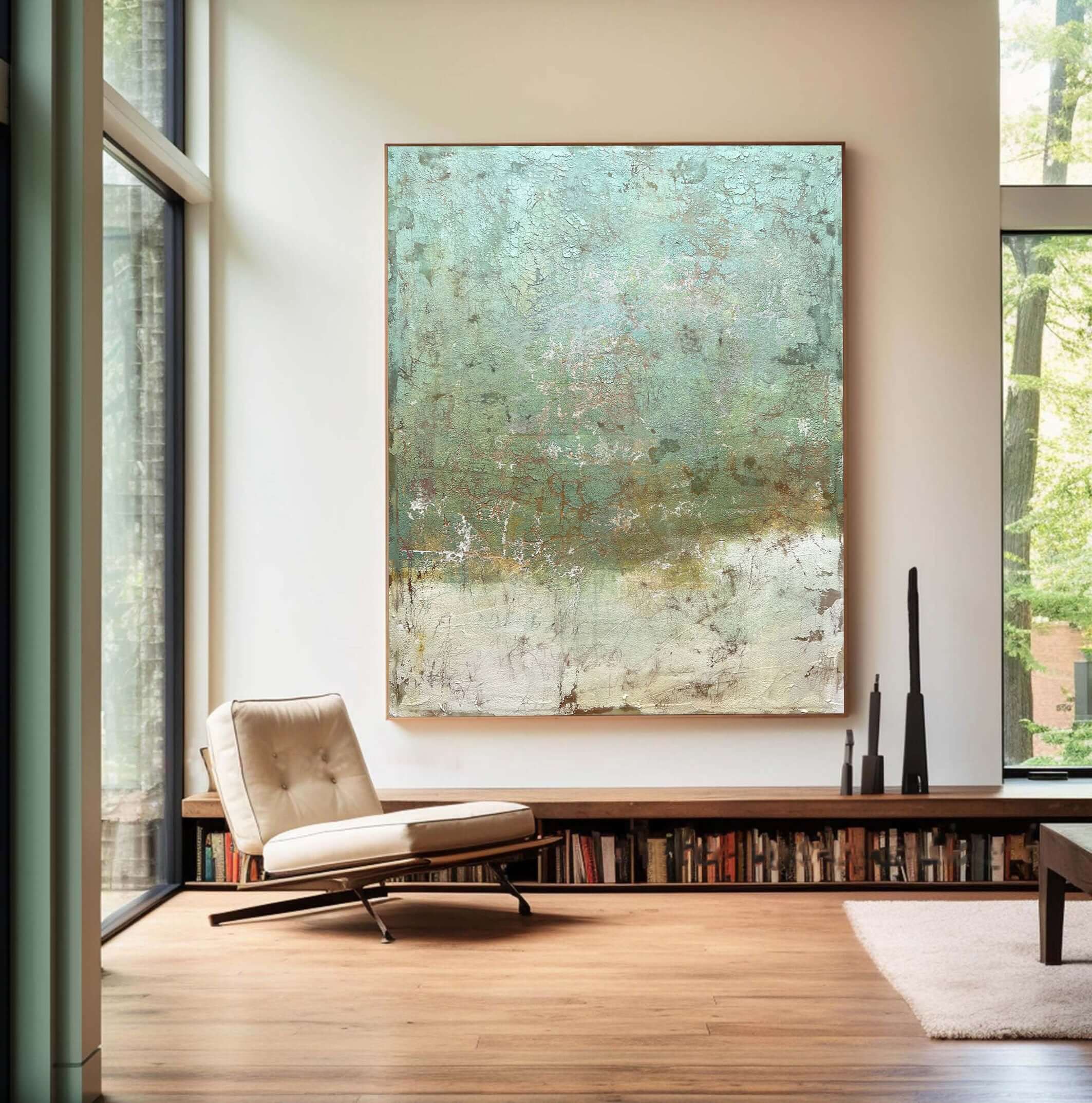 Verdigris Dream - Abstract Wall Art in Green and Beige