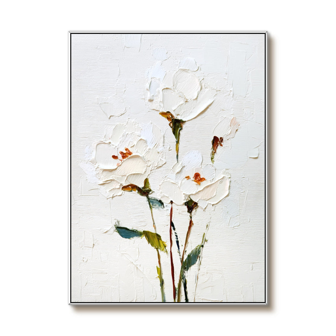 White Whispers - Cream Minimalist Canvas Wall