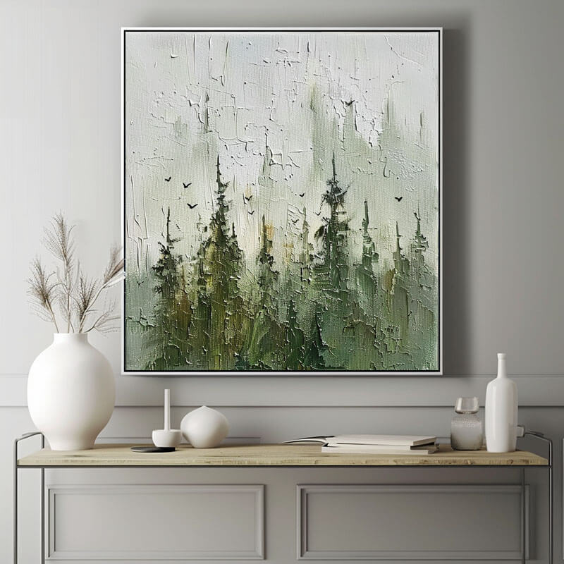 Quiet Nature II - Large Green Abstract Canvas Art
