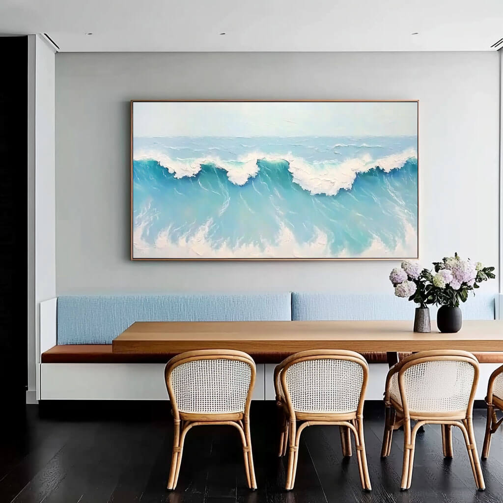 Seaspray - Textured Panoramic Wall Art Painting