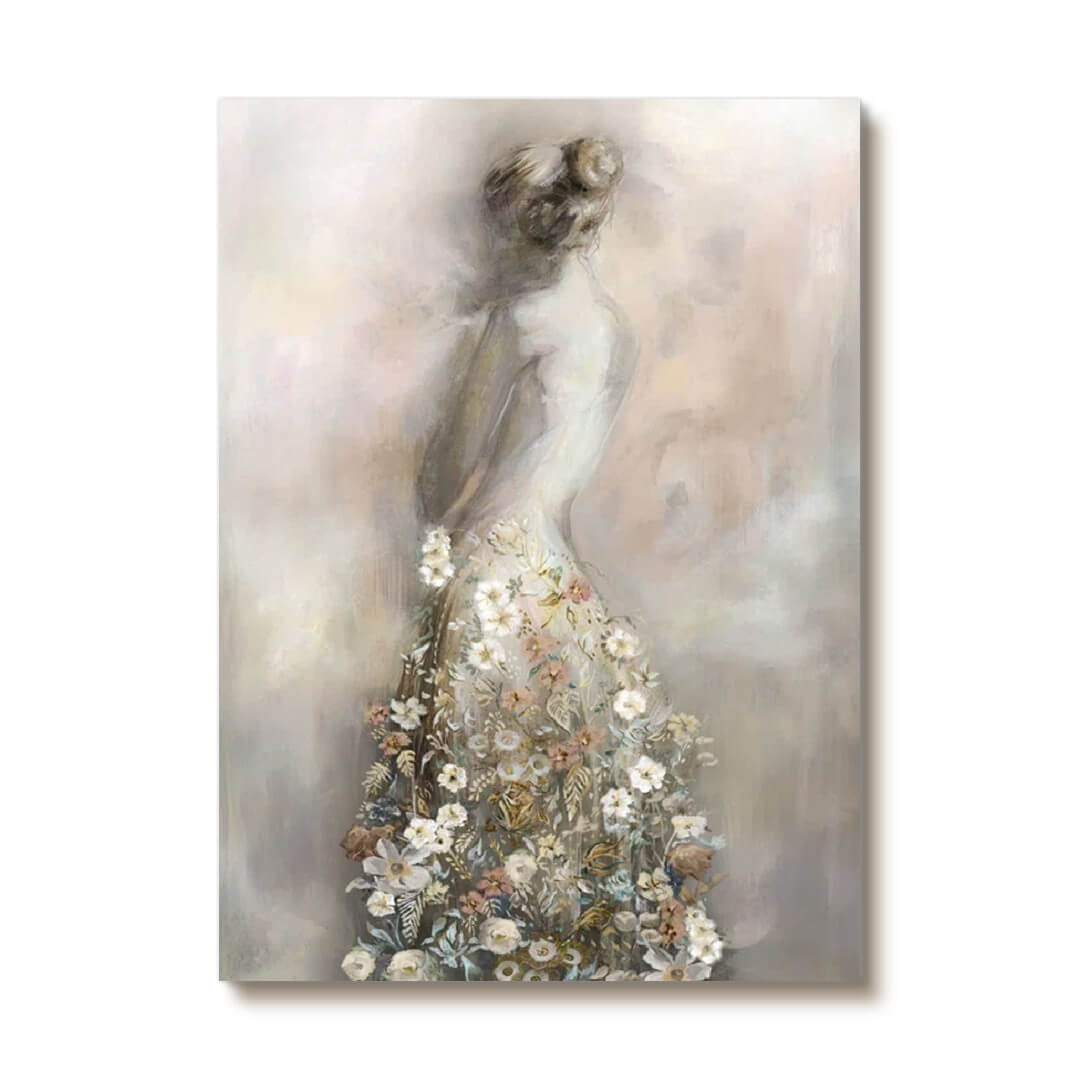 In Bloom She Stands - Floral Woman Canvas Art Painting