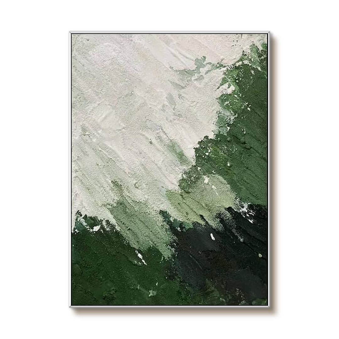 Winds - Green and White Textured Abstract Wall Art