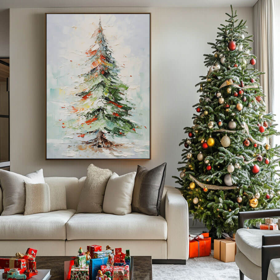 Christmas Tree - Colorful Abstract Art Painting