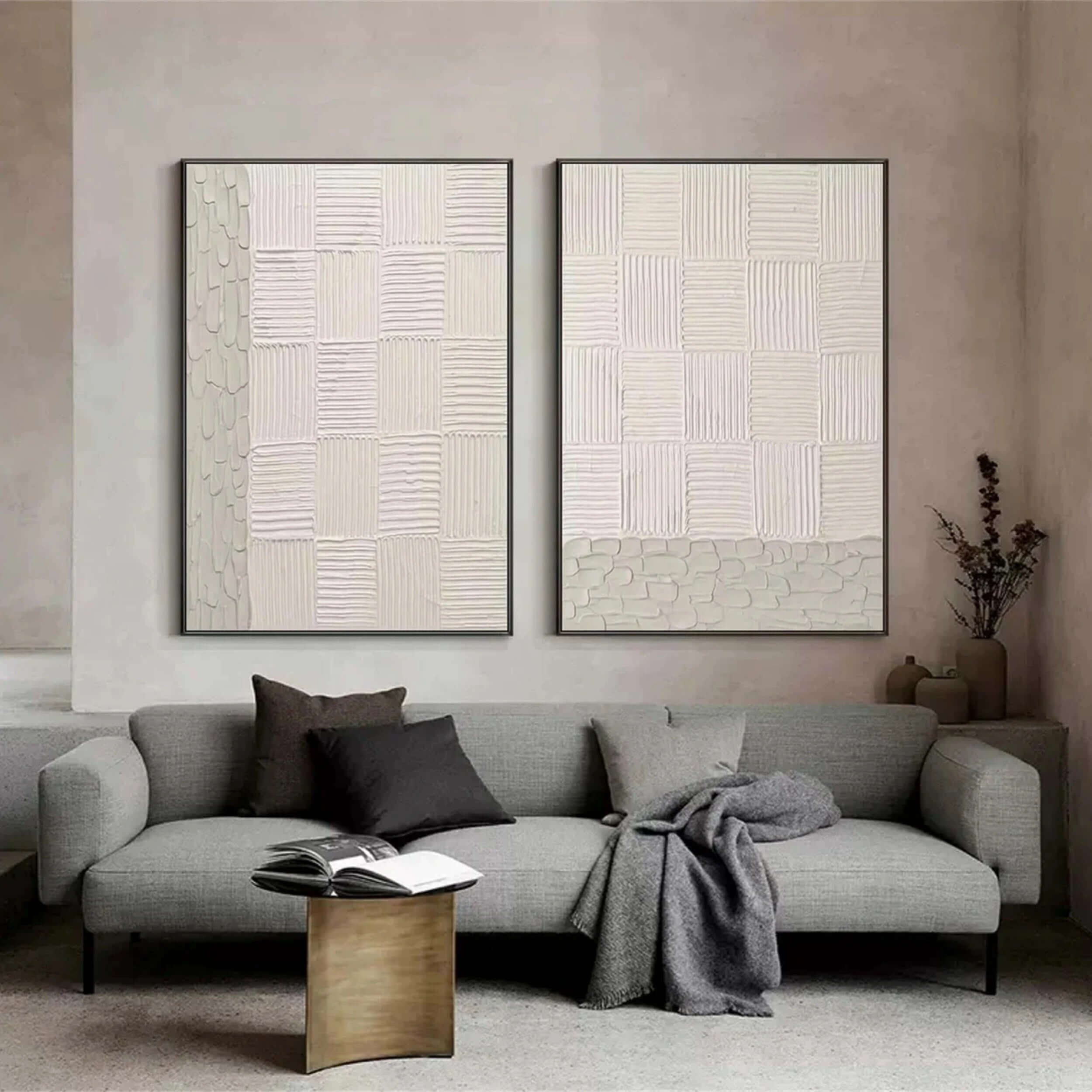 Divide - Minimalist Textured Wall Art Set of 2