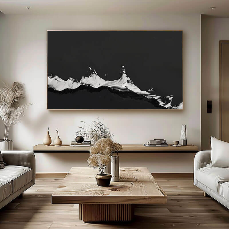 Mountain Peak - Large Black and White Abstract Wall Art