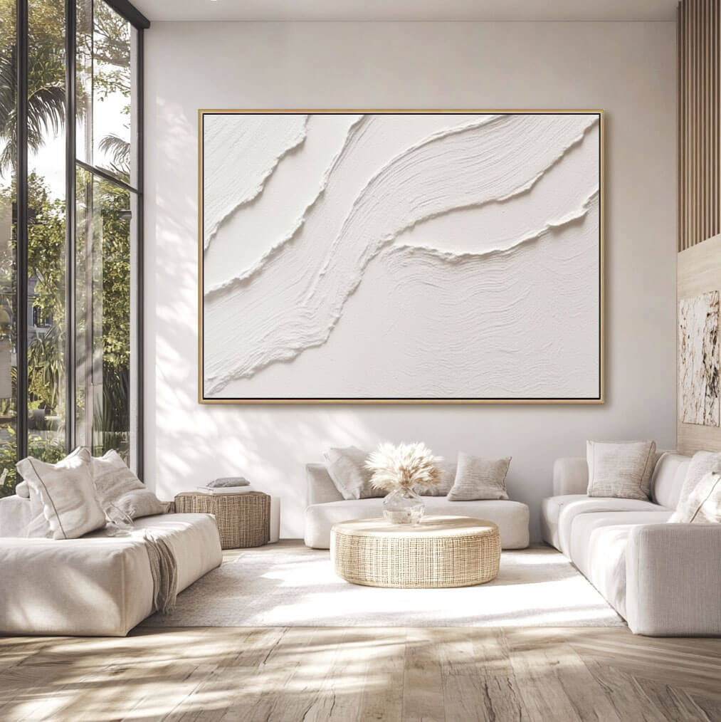 White Ripple II - Minimalist Textured Abstract Art
