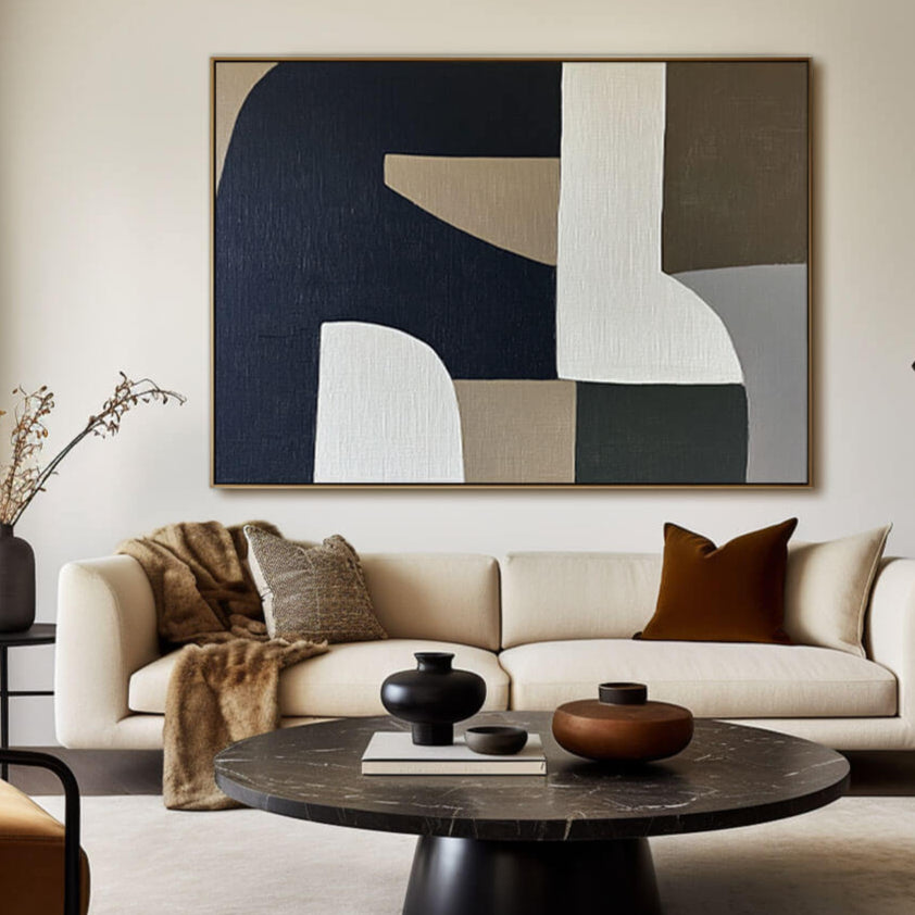 Neutral Geometry - Large Abstract Art Painting