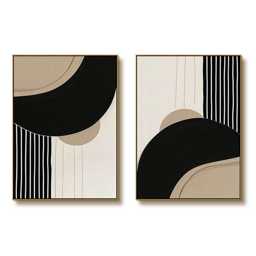 Contrast and Confluence - Modern Minimalist Canvas Art Set of 2