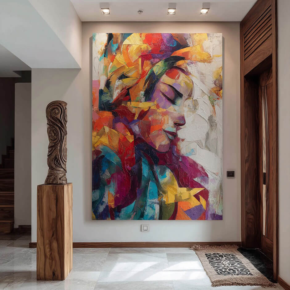 Silhouette in Color - Large Modern Abstract Female Silhouette Wall Art