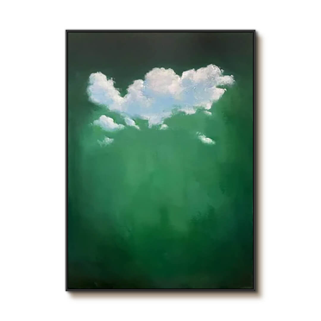 Like Clouds - Green and White Canvas Art Painting
