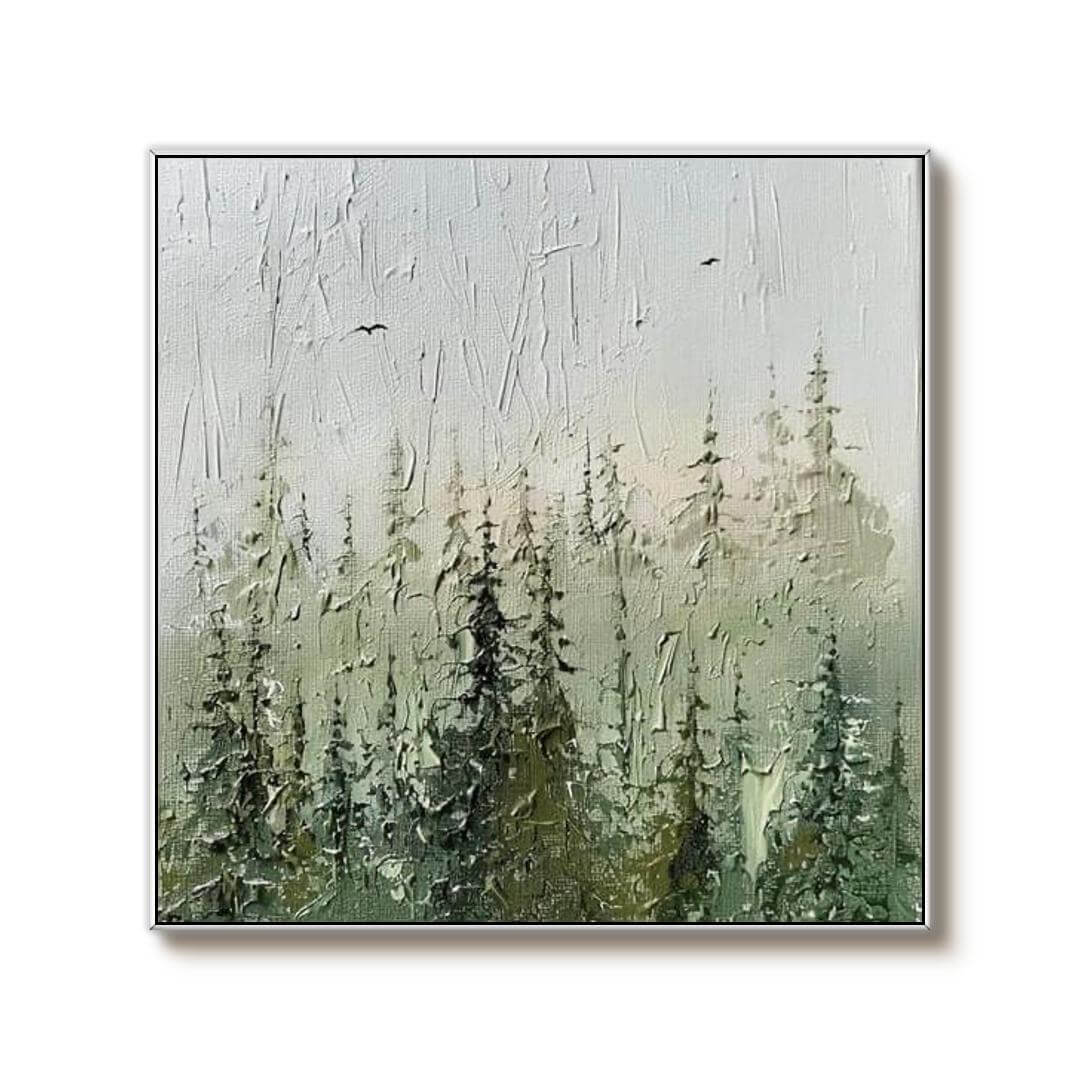 Quiet Nature I - Large Green Abstract Canvas Art